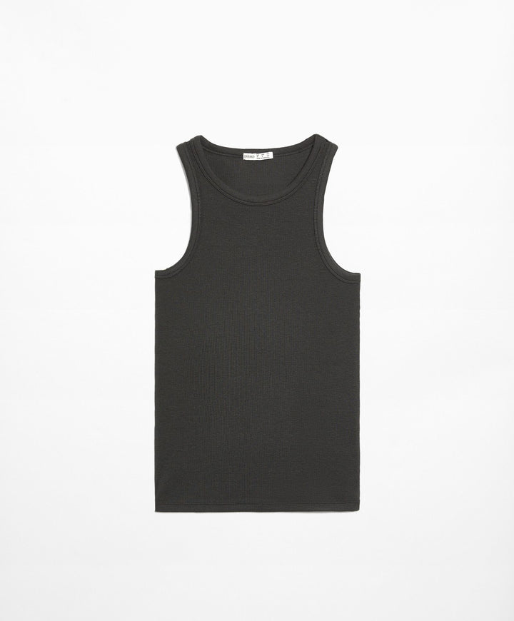 Moudda Oysho - T-Shirt Halter Modal Coton Anthracite - Tunisie 5