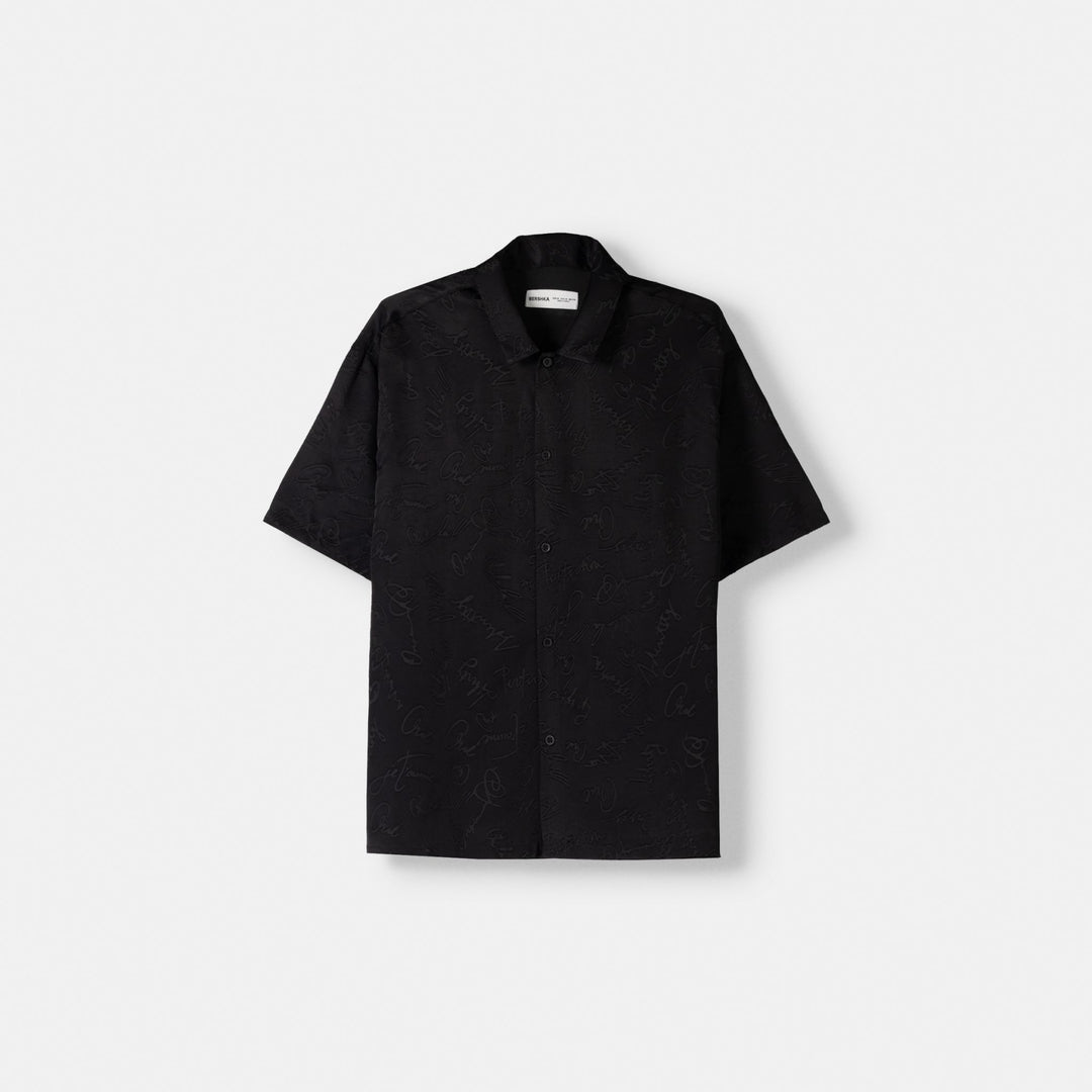 Moudda BERSHKA - Chemise Relax Satinée à Logo Dévoré - Tunisie 1