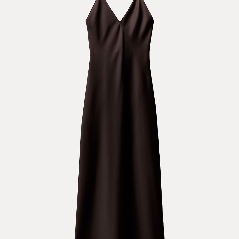 Moudda ZARA - Robe mi-longue satinée fines bretelles encolure en V dos en V - Tunisie 2