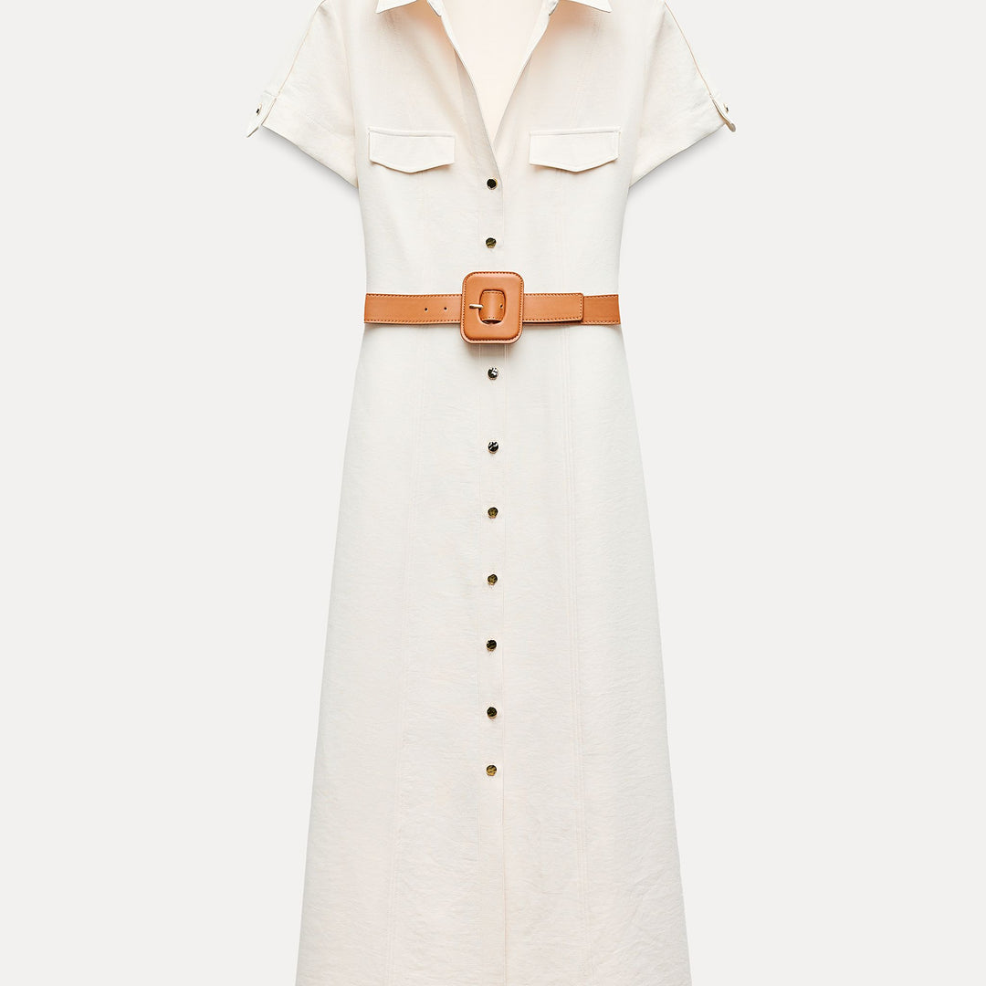Moudda ZARA - Robe boutonnée à ceinture en Similicuir - Tunisie 1
