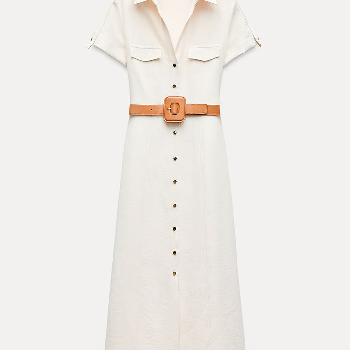 Moudda ZARA - Robe boutonnée à ceinture en Similicuir - Tunisie 1