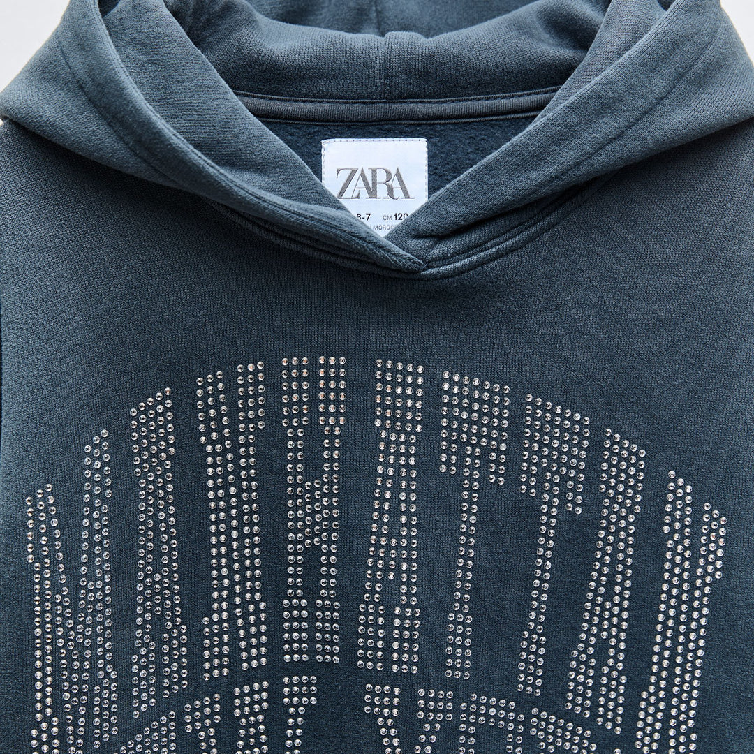 Moudda ZARA - Sweat à capuche texte strass - Tunisie 3