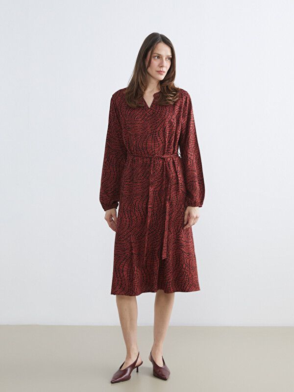 Moudda LC Waikiki - Robe manches longues en tissu pour Femme couleur Rouge imprimé - Tunisie 1