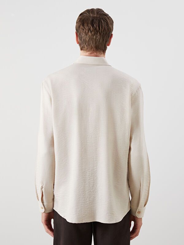 Moudda LC Waikiki - Chemise tissée manches longues Homme Beige - Tunisie 4
