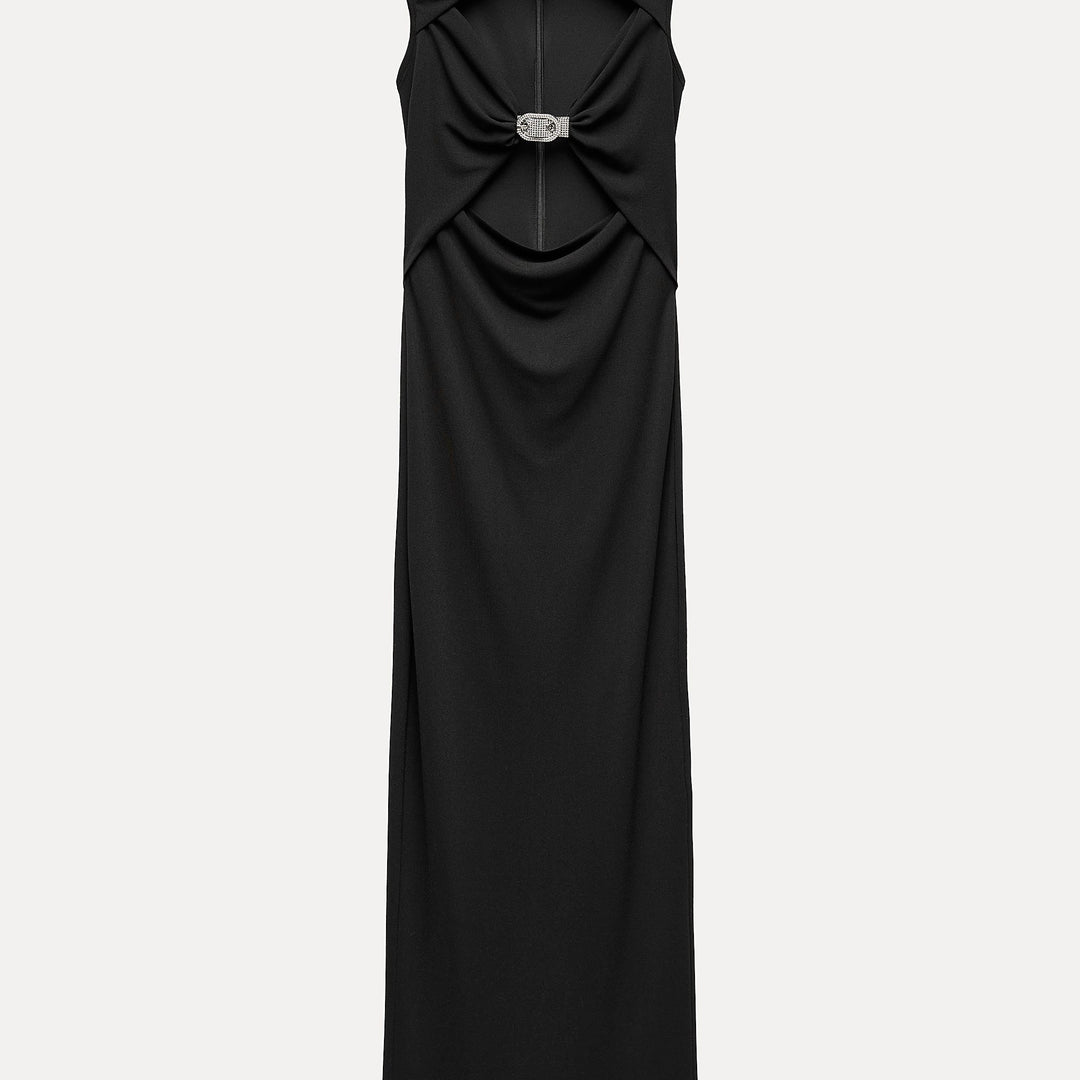 Moudda ZARA - Robe mi-longue maille manches courtes découpe poitrine brillants - Tunisie 1