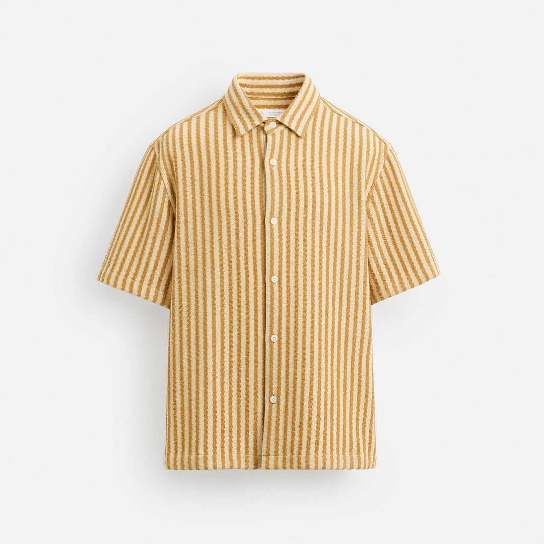 Moudda ZARA - Chemise - Rayures Structurées Jaunes (Rayons de Soleil & Marron) - Tunisie 1