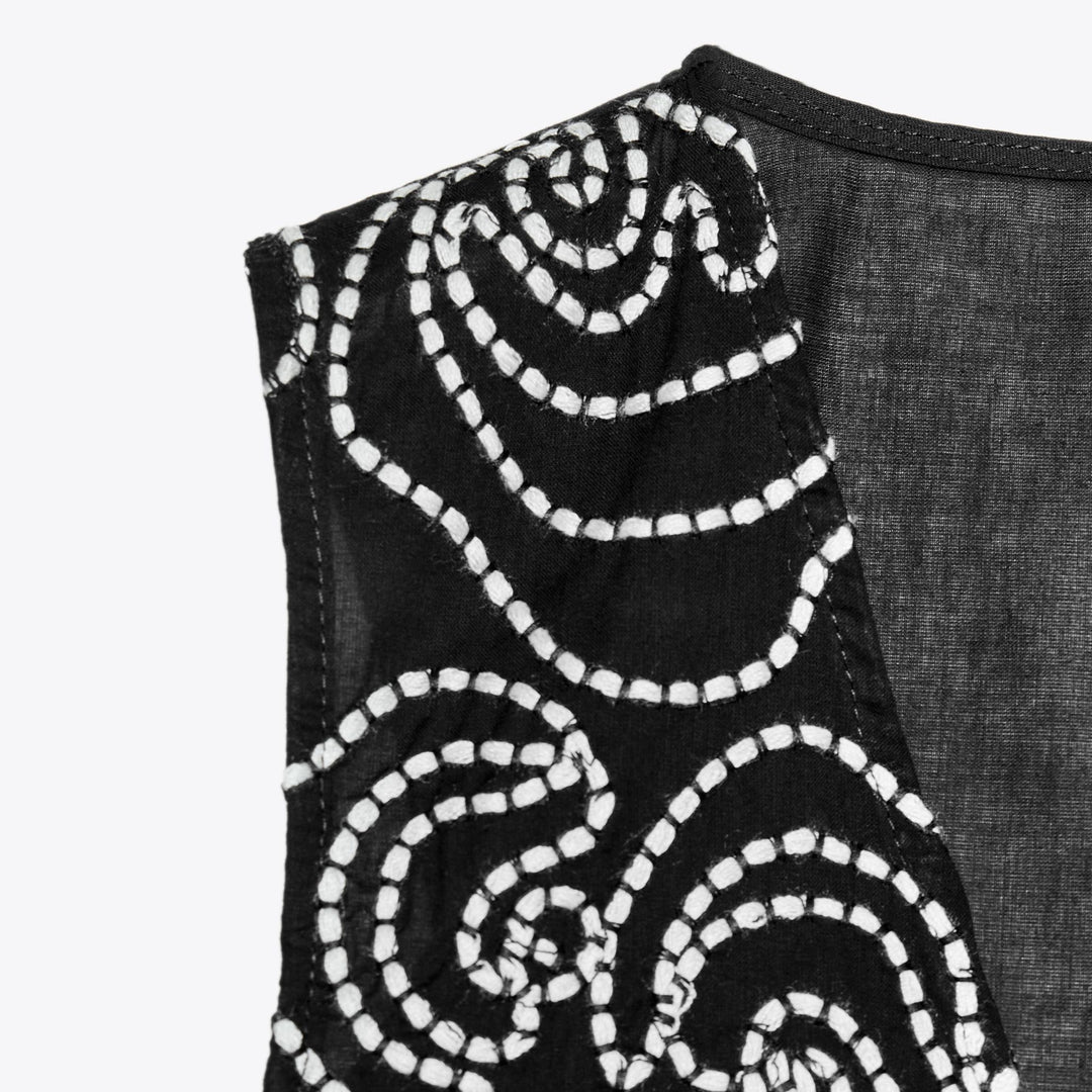 Moudda ZARA - Blouse Manches Courtes - Empiècement Brodé Contrasté - Tunisie 3