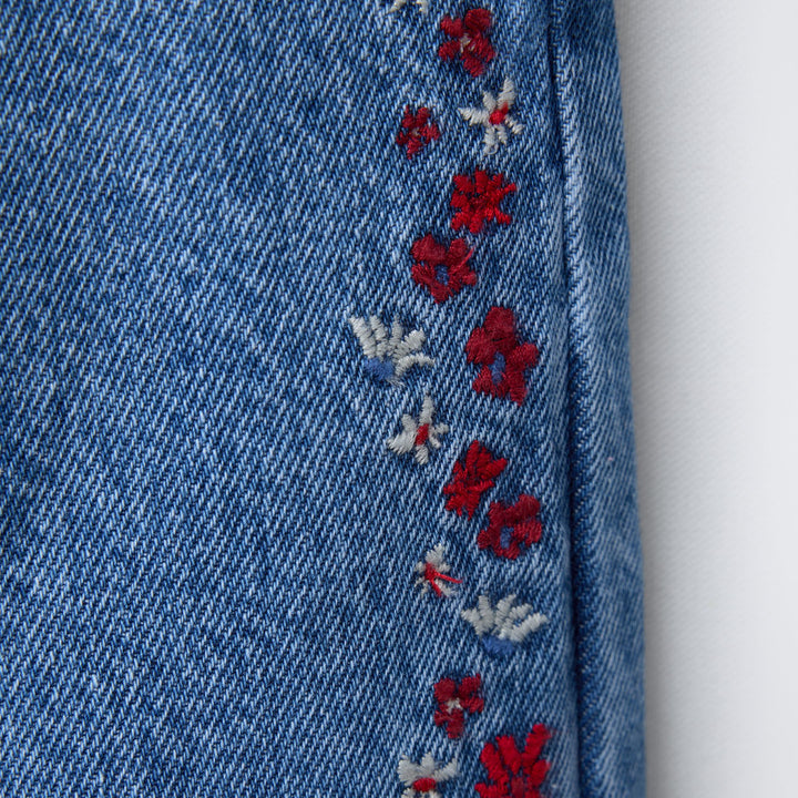 Moudda ZARA - Salopette Denim Enfant - Broderies Rouges - Tunisie 4