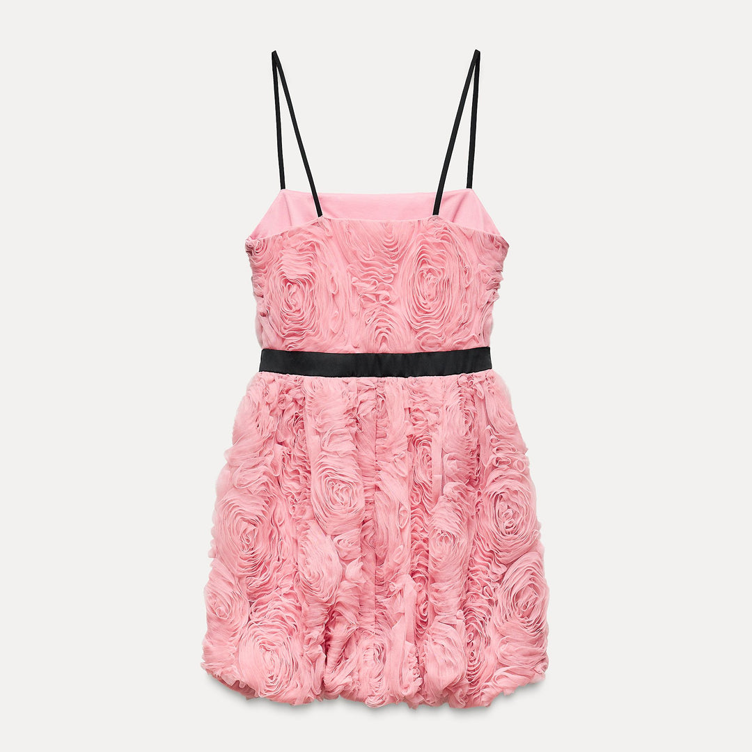 Moudda ZARA - Robe courte fines bretelles fantaisie fleurs 3D - Tunisie 4