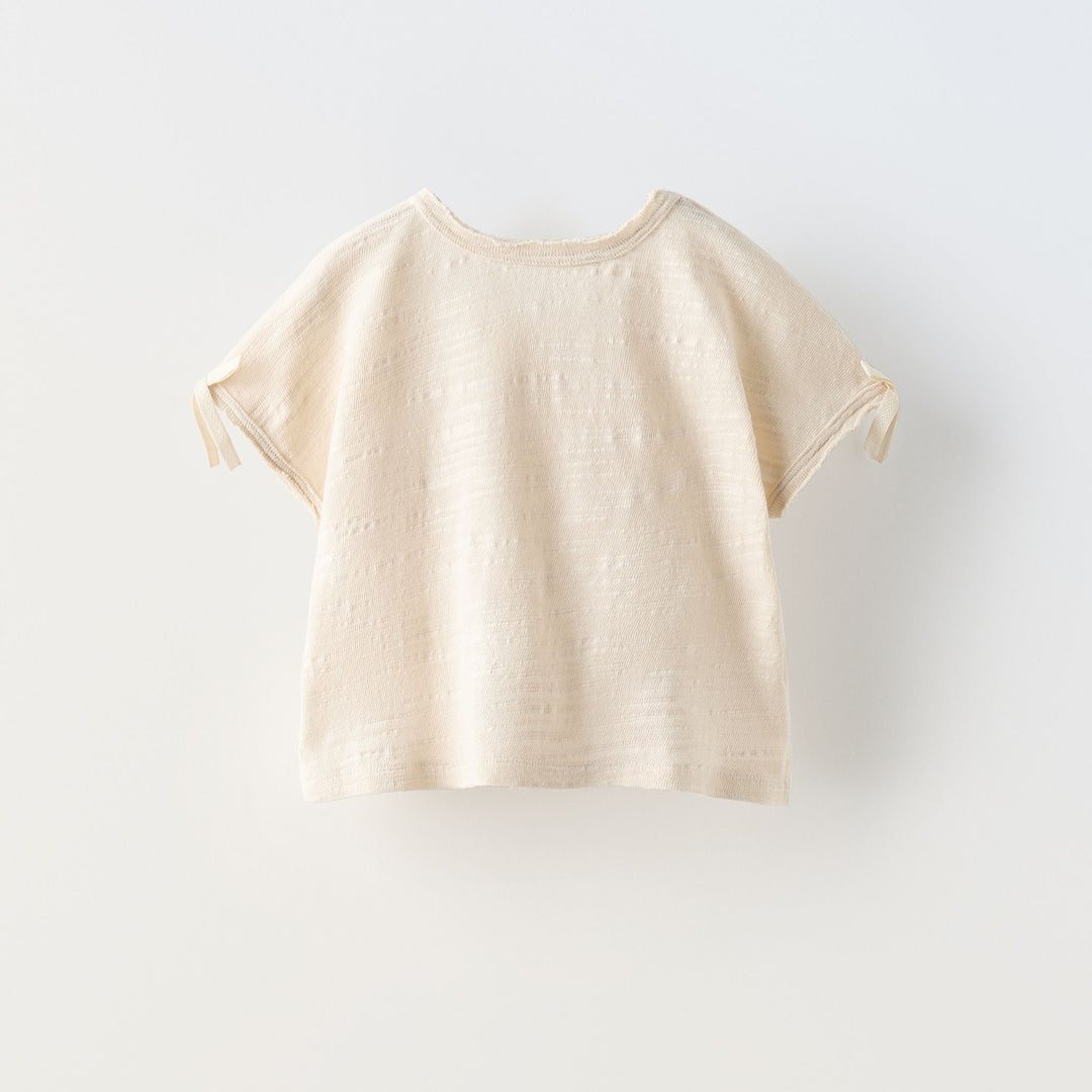 Moudda ZARA - T-shirt manches courtes flammé rustique nœud dos - Tunisie 1