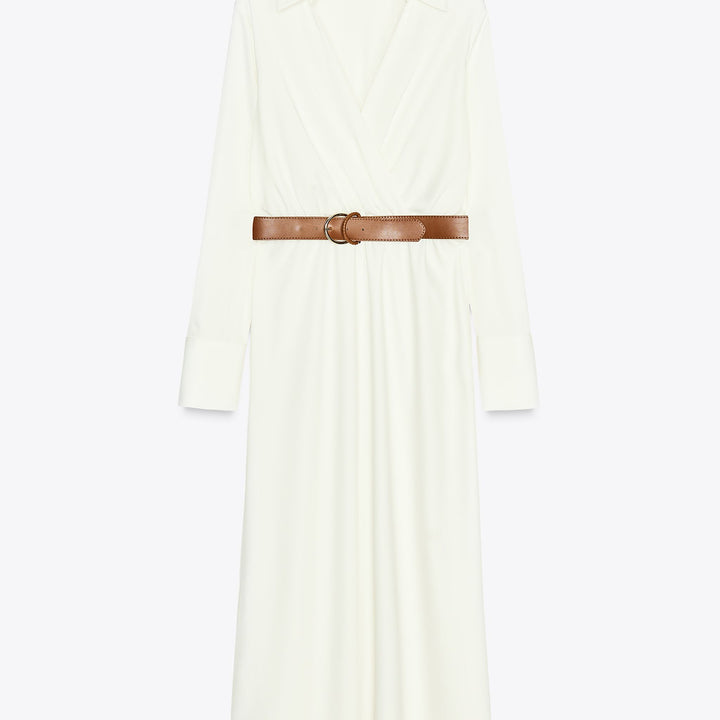 Moudda ZARA - Robe Midi Satin - Encolure Croisée & Détail Ceinture - Tunisie 1