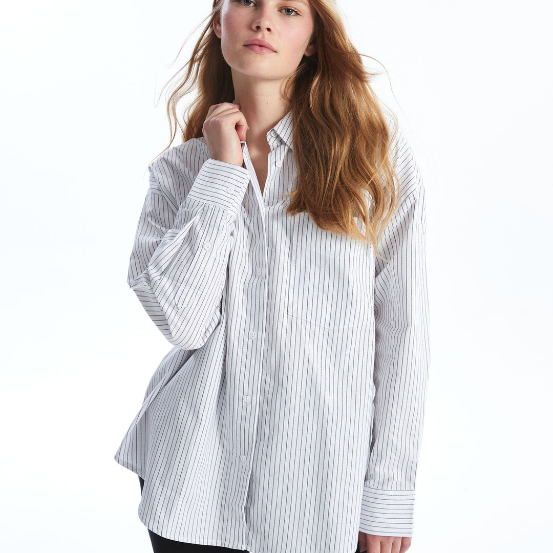 Moudda LC Waikiki - Chemise tissée manches longues Femme Rayures noires - Tunisie 1