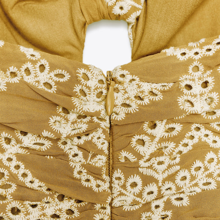 Moudda ZARA - Robe Midi Bretelles - Nœud Poitrine & Broderie Bicolore - Tunisie 3