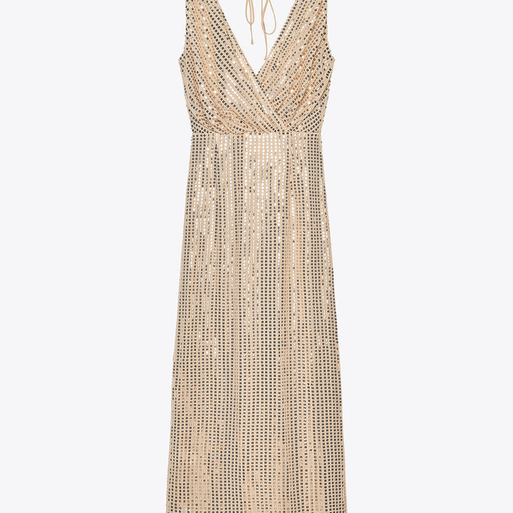 Moudda ZARA - Robe Midi Lingerie - Col Piqué, Paillettes & Asymétrique - Tunisie 2