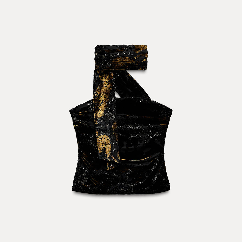 Moudda ZARA - Top velours décolleté baignoire col écharpe - Tunisie 2