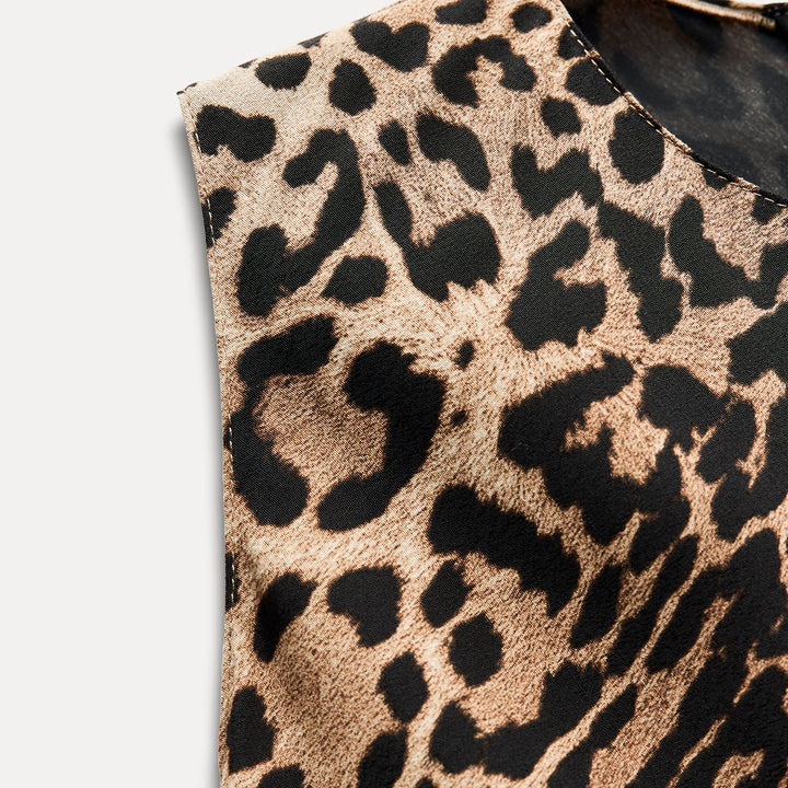 Moudda ZARA - Robe manches courtes coupes biais imprimé animalier - Tunisie 3