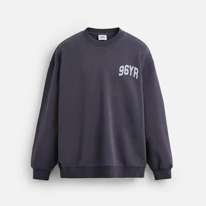 Moudda ZARA - Sweat - Col Rond, Heavy Fleece & Imprimé Simple Varsity - Tunisie 1
