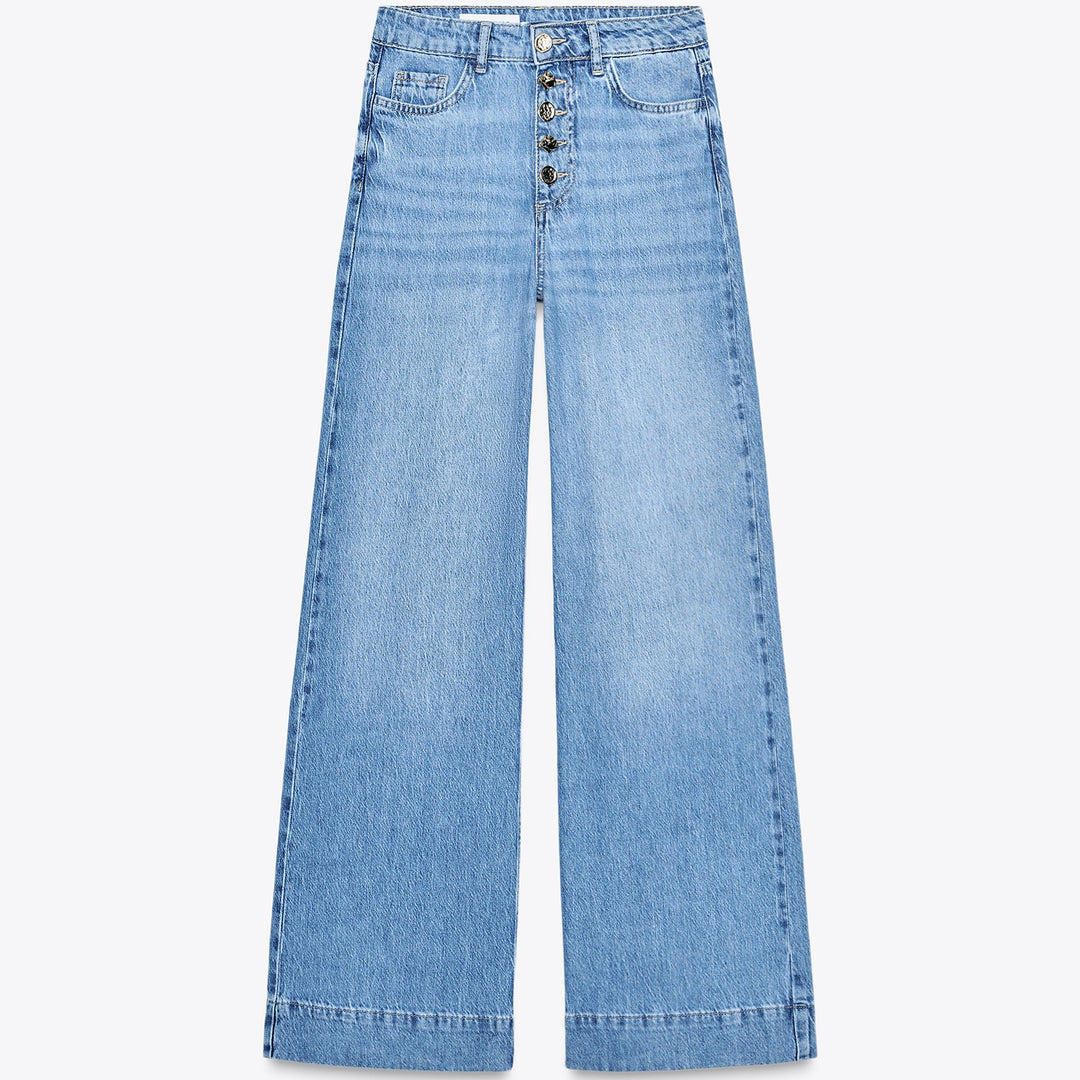 Moudda ZARA - Denim - Taille Haute, Wide Leg & Boutons Visibles - Tunisie 1