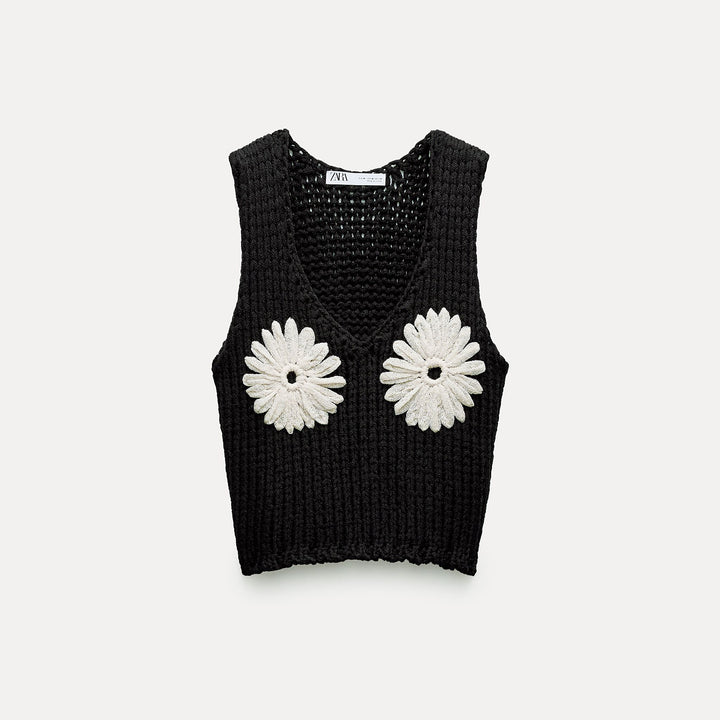 Moudda ZARA - Top fines bretelles crochet fleurs - Tunisie 2