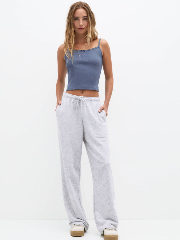 Moudda PULL & BEAR - Pantalon Basique Jambe Large Gris - Tunisie 4