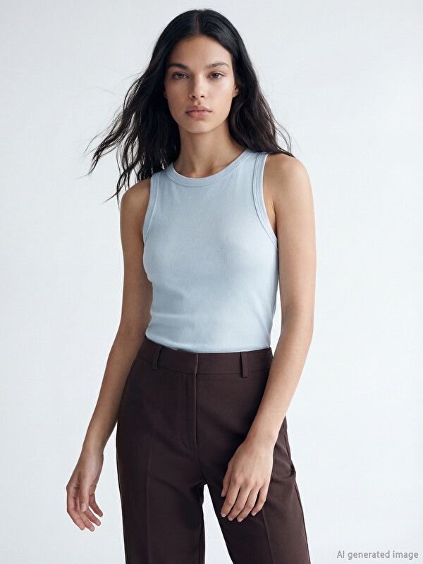 Moudda LC Waikiki - Sans manches en jersey pour Femme couleur Bleu clair - Tunisie 1