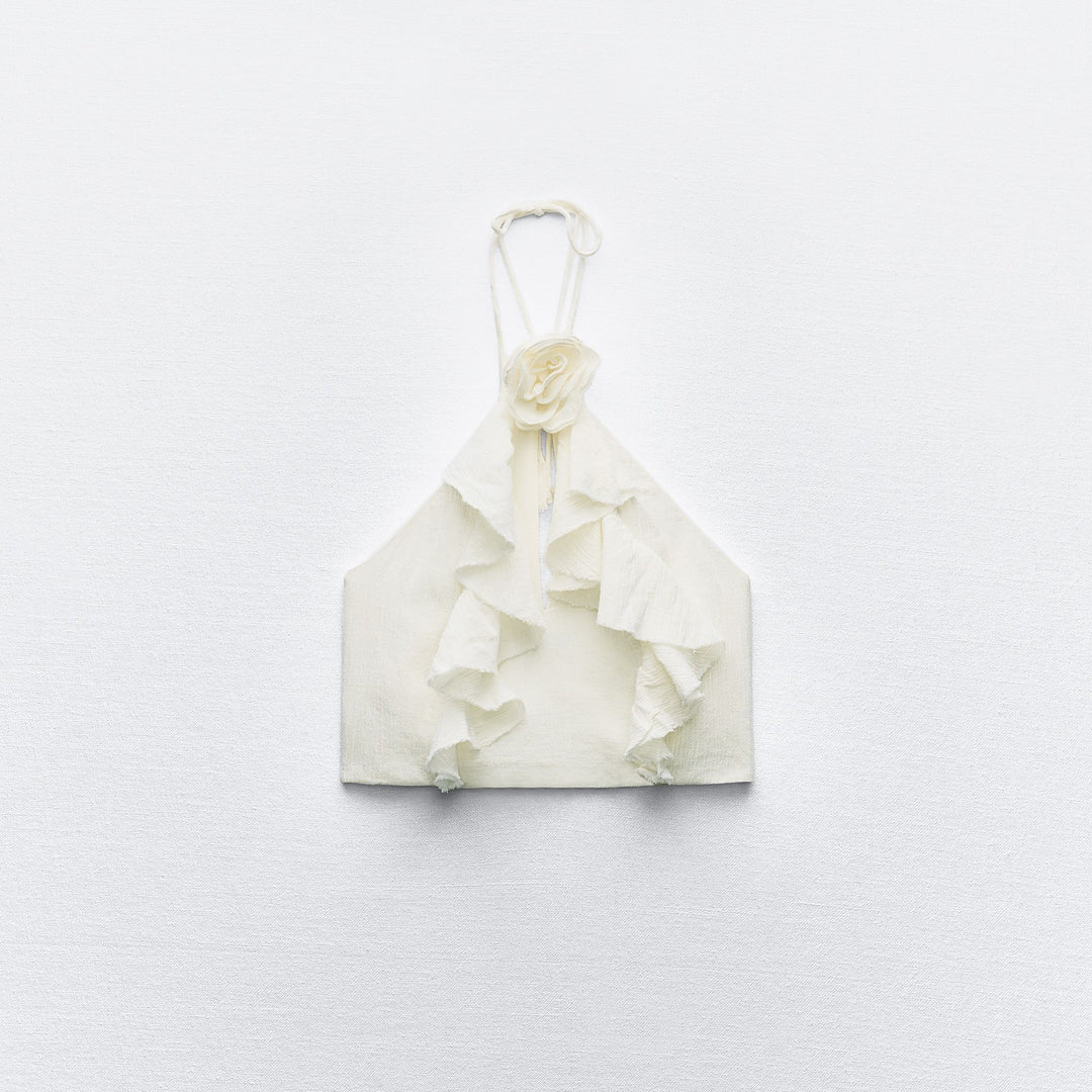 Moudda ZARA - Top gaze col licou détail fleur avec découpe - Tunisie 1