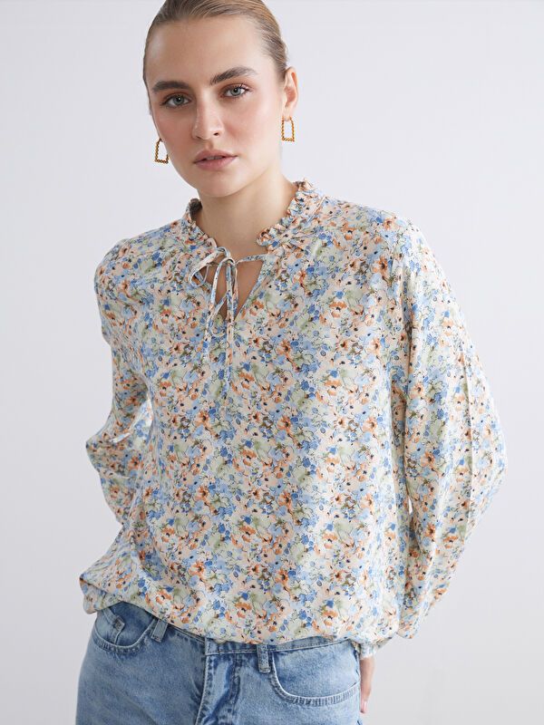 Moudda LC Waikiki - Blouse tissée imprimée manches longues Femme Imprimé vert - Tunisie 1
