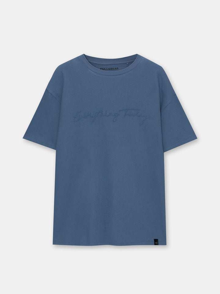 Moudda PULL & BEAR - T-Shirt Demi-Manches Corde Brodée Frase Poitrine - Tunisie 3