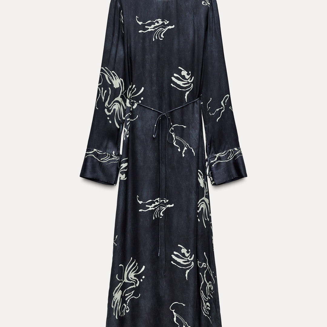 Moudda ZARA - Robe mi-longue manches longues cape imprimée - Tunisie 1