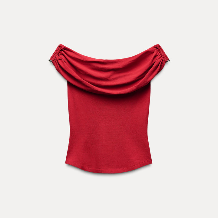 Moudda ZARA - Top épaules dénudées détail métallique recyclé - Tunisie 1