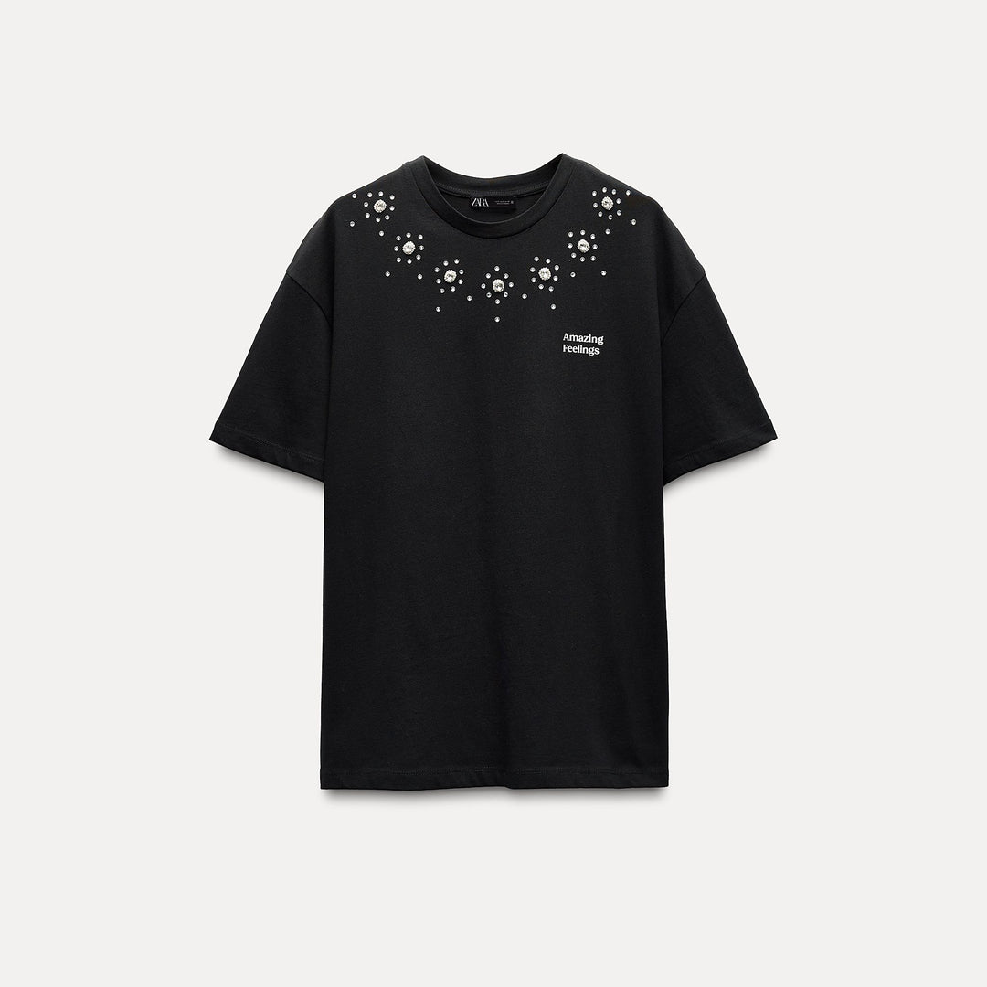 Moudda ZARA - T-shirt Bijoux et Texte Noir - Tunisie 2