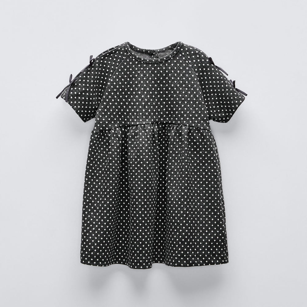 Moudda ZARA - Gris anthracite – robe jacquard appliqué petits nœuds - Tunisie 2