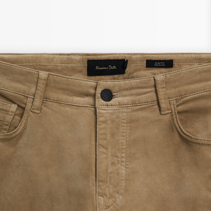 Moudda Massimo Dutti - Pantalon jean velours côtelé diagonal coupe slim - Tunisie 6