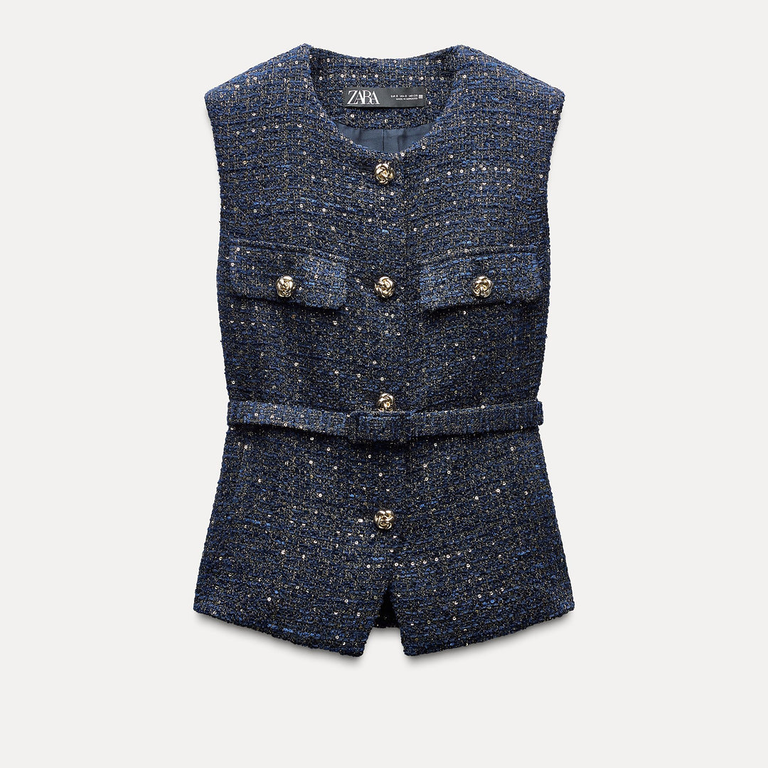 Moudda ZARA - Gilet tissu pailleté ceinturé - Tunisie 1