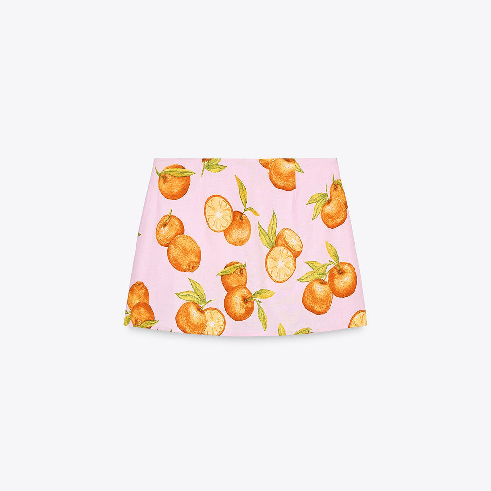 Moudda ZARA - Ensemble Jupe-Short - Imprimé Oranges & Nœud Lin/Viscose - Tunisie 2