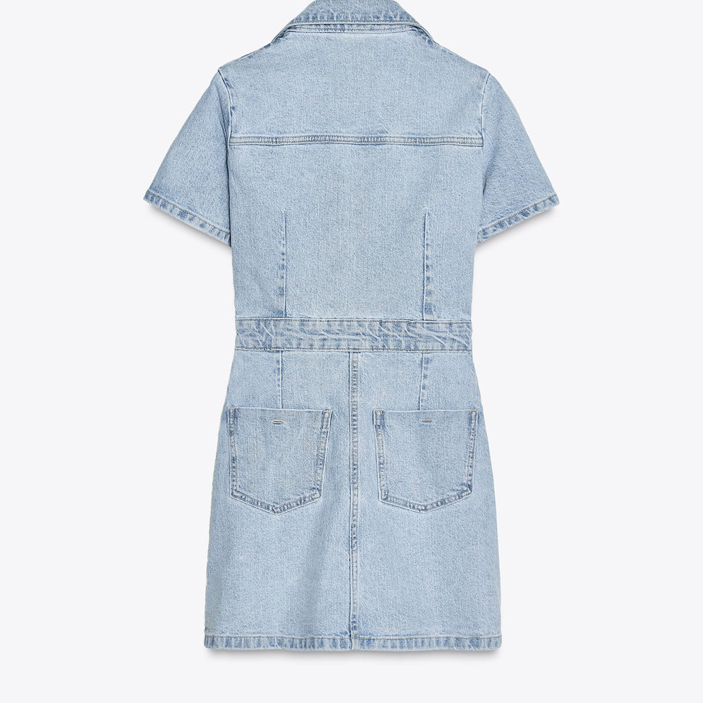Moudda ZARA - Robe Denim Mini - Encolure Forcée & Boutons - Tunisie 2