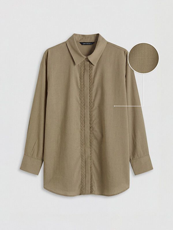 Moudda LC Waikiki - Tunique manches longues en tissu pour Femme couleur Beige foncé - Tunisie 1