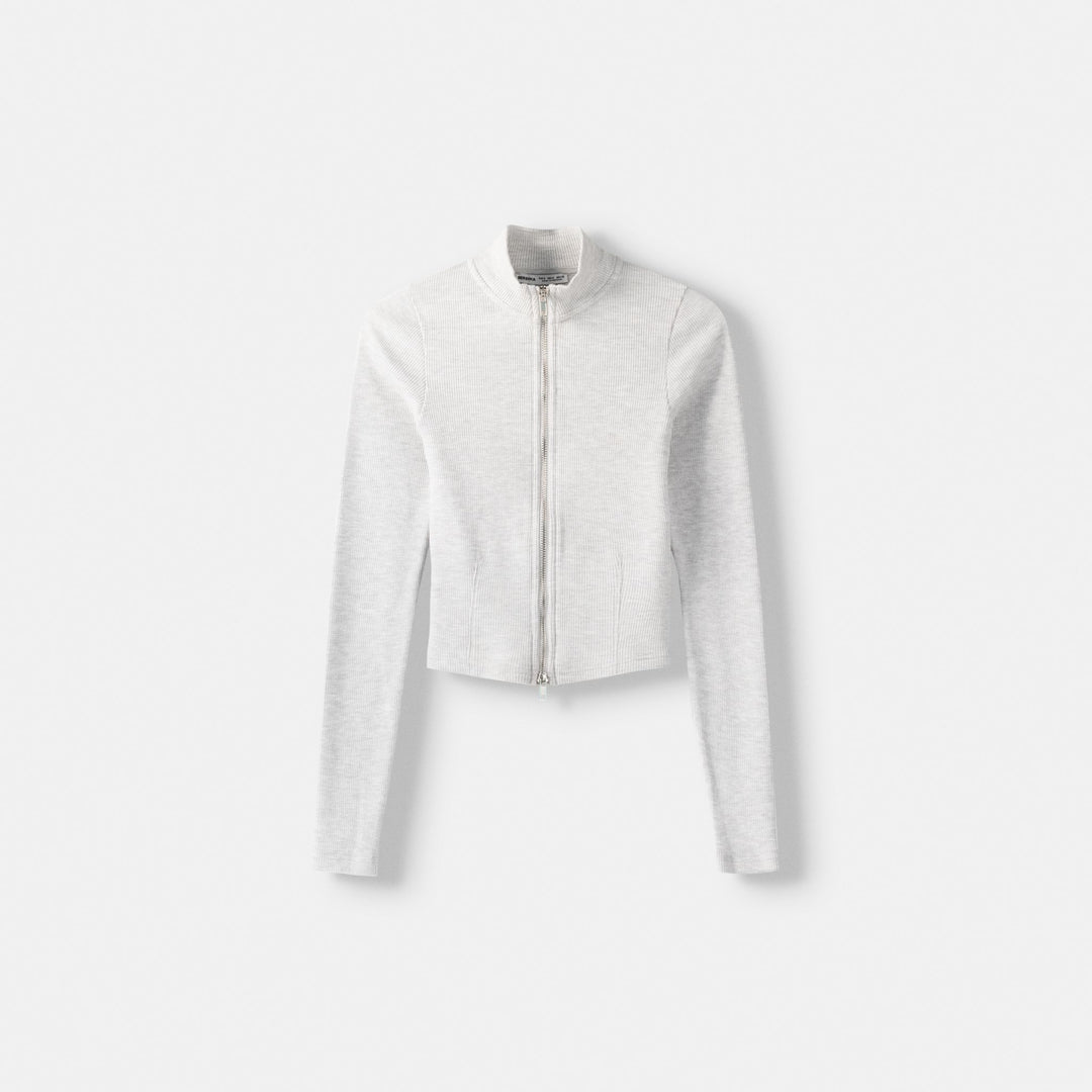 Moudda BERSHKA - Gris Vigo – veste manches longues carreaux col bateau - Tunisie 1