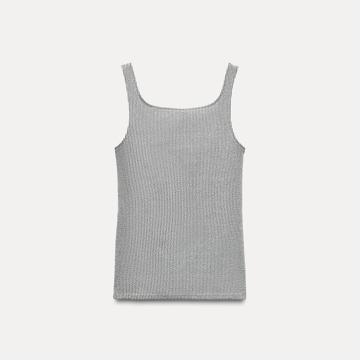 Moudda ZARA - T-shirt asymétrique côtelé lurex - Tunisie 1