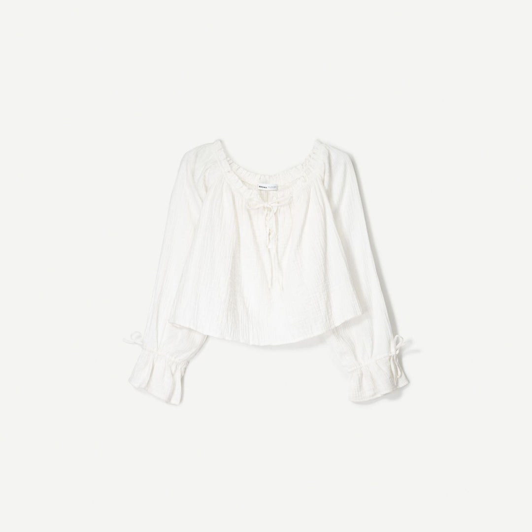 Moudda BERSHKA - Blouse Off-Shoulder - Double Tissu & Nœud - Tunisie 1