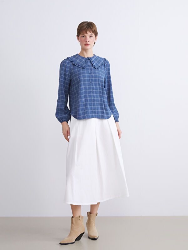 Moudda LC Waikiki - Chemise tissée manches longues Femme Carreaux marine - Tunisie 2