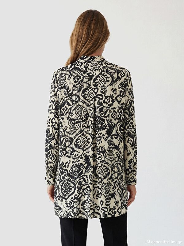 Moudda LC Waikiki - Tunique imprimée manches longues en tissu pour Femme couleur Noir imprimé - Tunisie 4