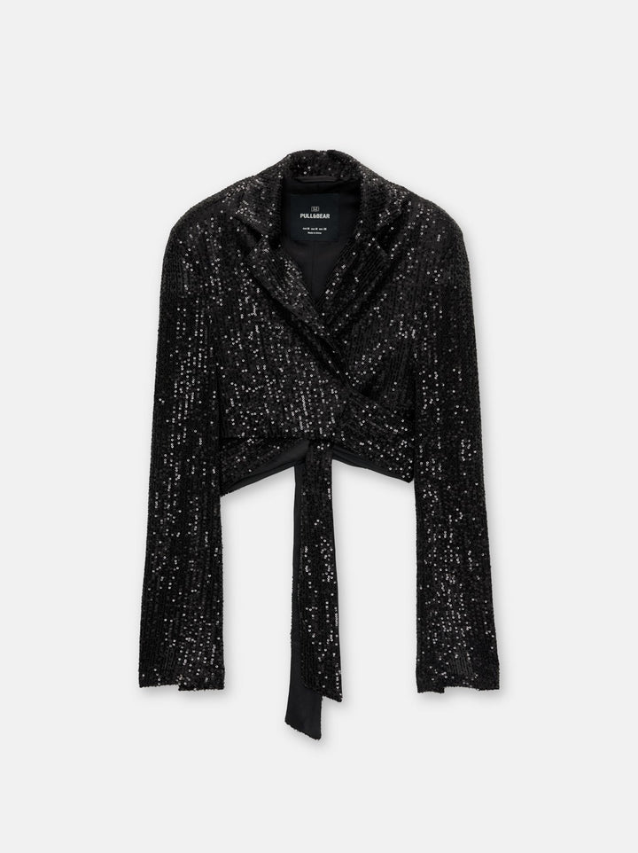 Moudda PULL & BEAR - Blazer Crop Croisée Paillettes Fête En Ligne - Tunisie 1