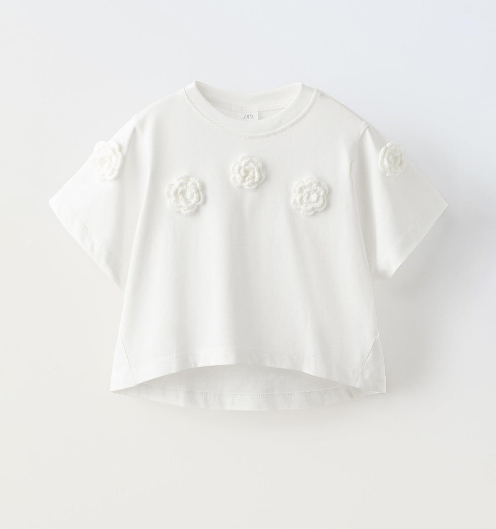 Moudda ZARA - T-shirt avec appliques fleurs au crochet - Tunisie 2