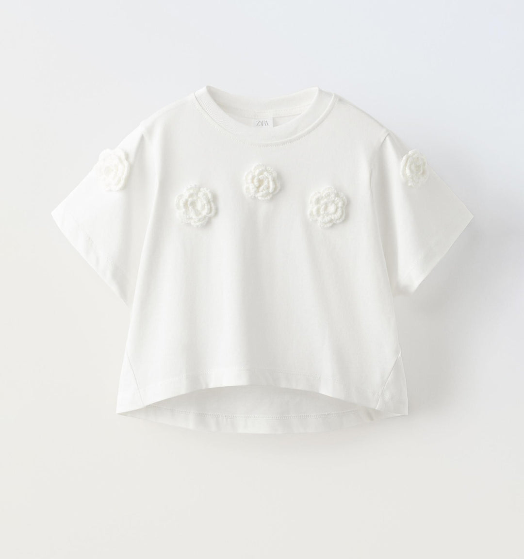 Moudda ZARA - T-shirt avec appliques fleurs au crochet - Tunisie 2