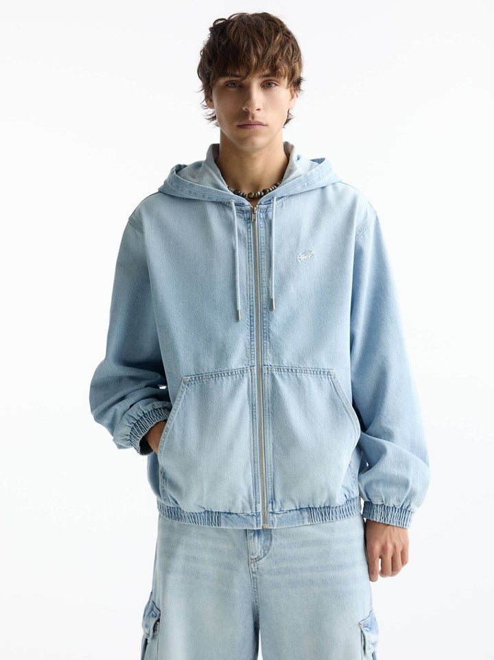 Moudda PULL & BEAR - Veste Denim Capuche à Fermeture Noir STWD - Tunisie 1