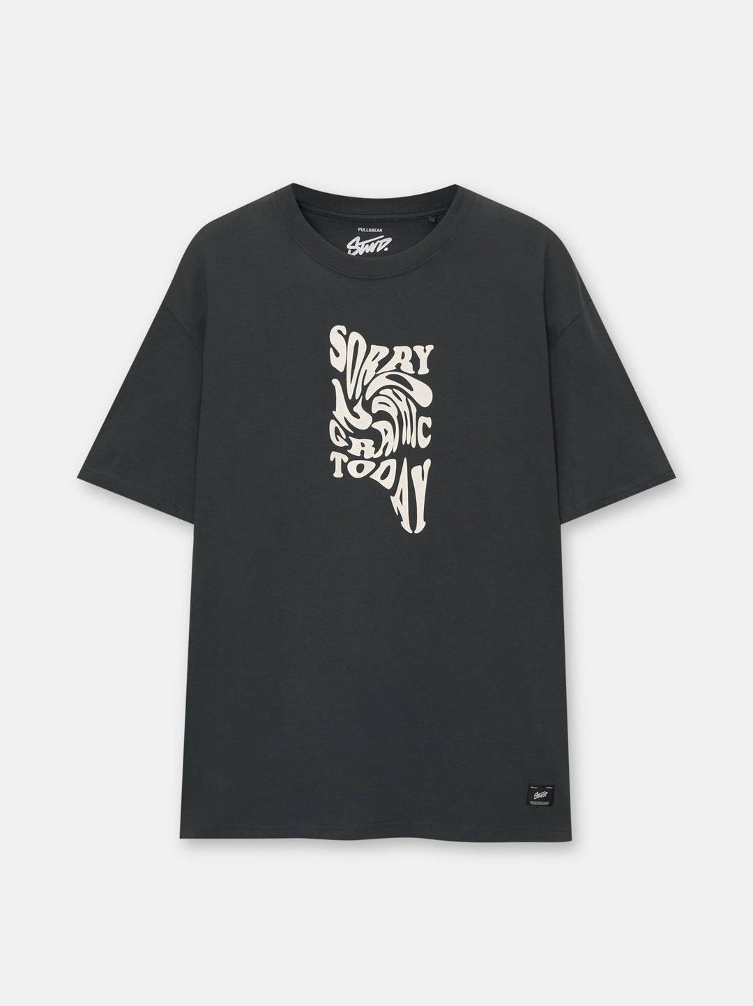Moudda PULL & BEAR - T-Shirt Demi-Manches Text To Text Gris avec Imprimé - Tunisie 1