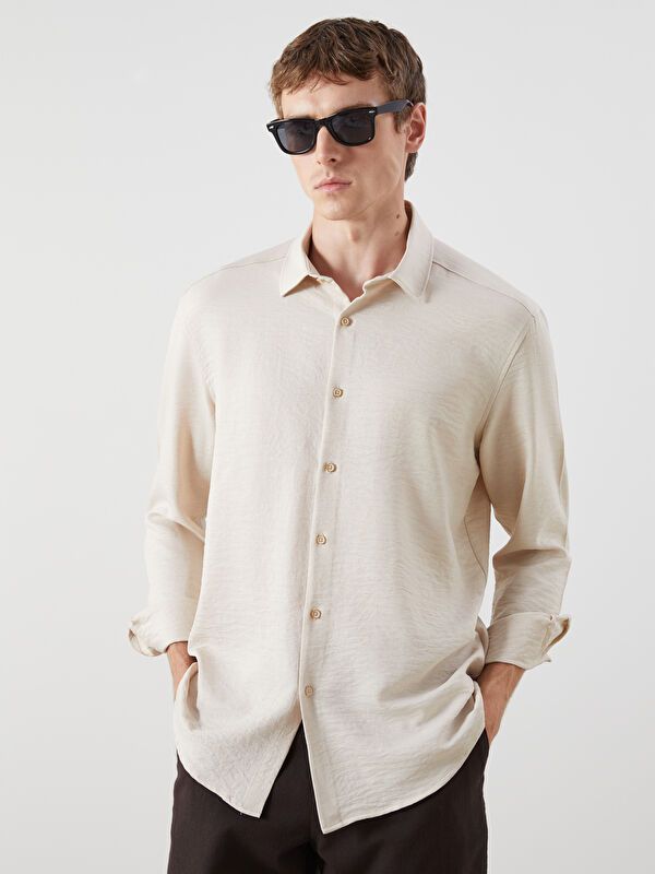 Moudda LC Waikiki - Chemise tissée manches longues Homme Beige - Tunisie 1