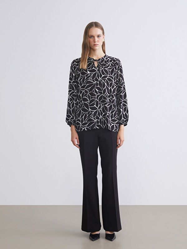 Moudda LC Waikiki - Blouse tissée imprimée manches longues Femme Imprimé en noir - Tunisie 2
