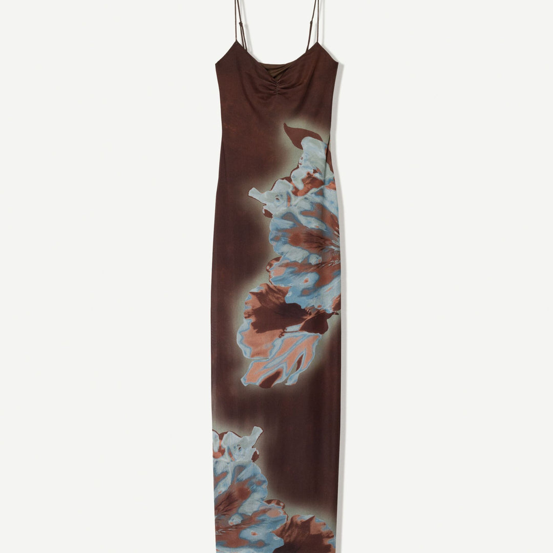 Moudda BERSHKA - Robe Midi Bretelles - Tulle Imprimé Fleur - Tunisie 1